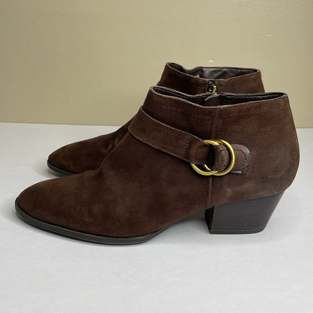 FRANCO SARTO Bootie Brown Leather Suede  “Gabriella” Western Vibe Almond Toe 11